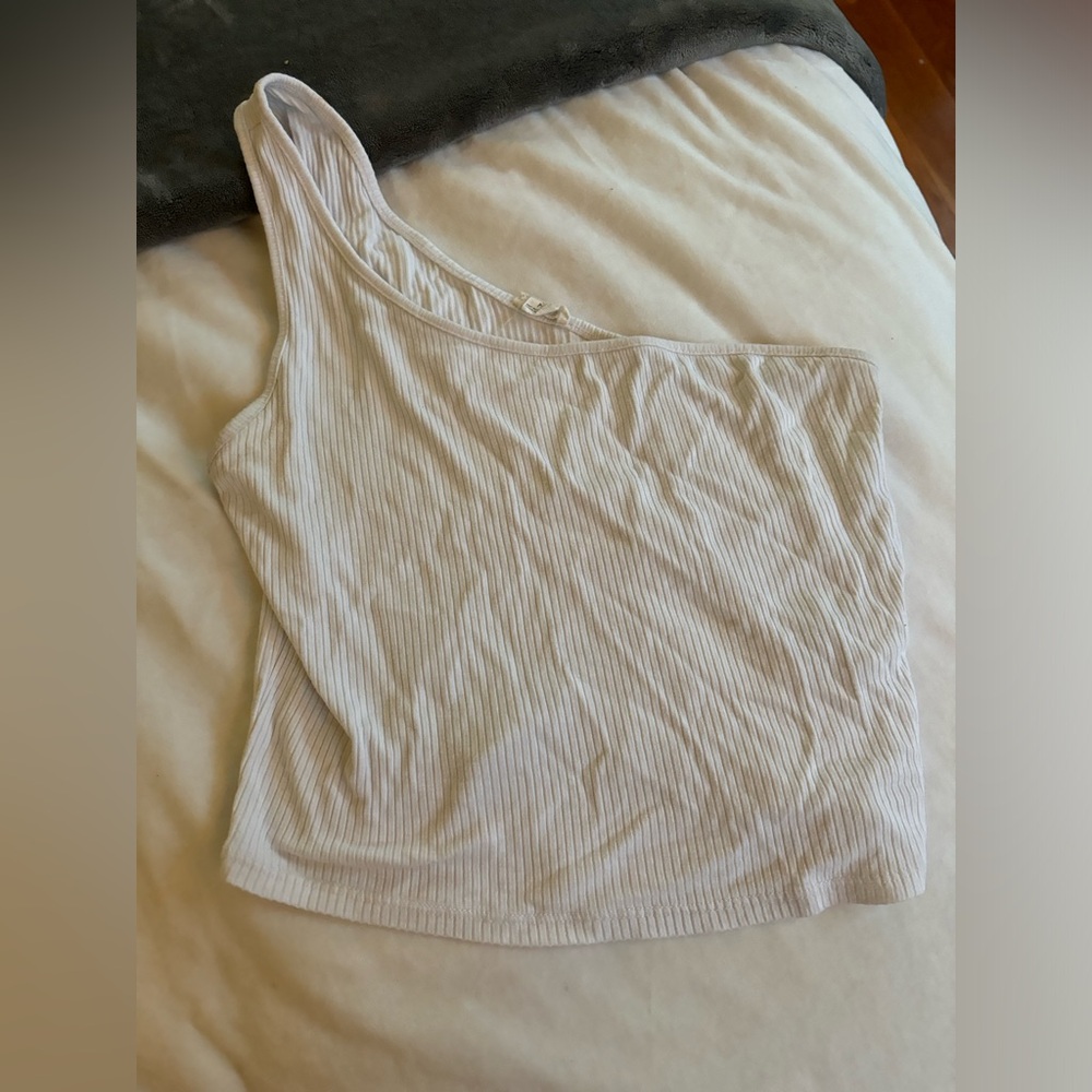 Garage White One Shoulder Top